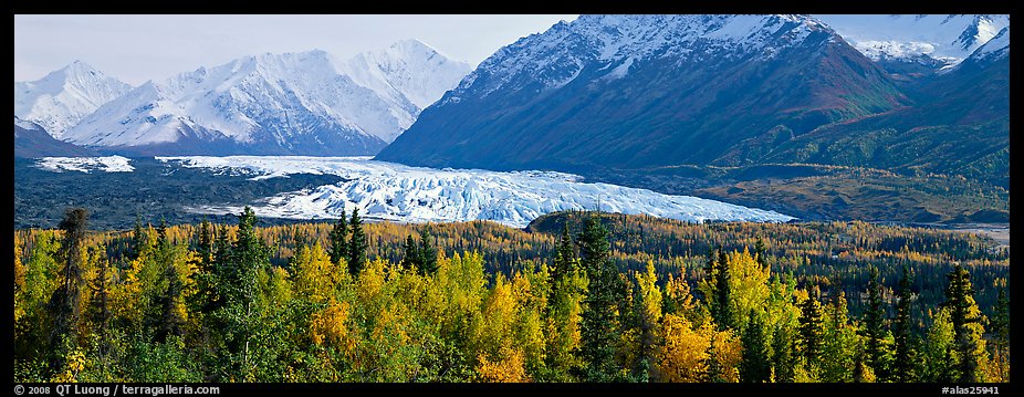 Autumn landscape with glacier. Alaska, USA (color)