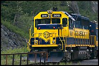 Alaska train locomotive. Whittier, Alaska, USA (color)