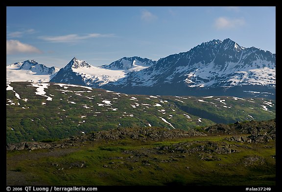 Jagged peaks above Thompson Pass. Alaska, USA (color)