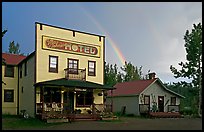 Ma Johnson  hotel and rainbow. McCarthy, Alaska, USA ( color)