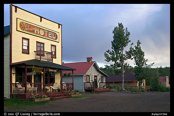 Ma Johnson  hotel at sunset. McCarthy, Alaska, USA (color)