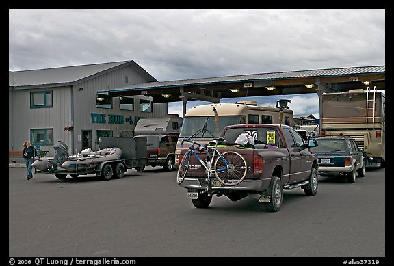 Gas station The Hub of Alaska, Glennalen. Alaska, USA (color)