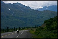 Road cycling, Glenn Highway. Alaska, USA