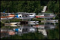 Float planes on Lake Hood, the largest float plane base in the world. Anchorage, Alaska, USA ( color)