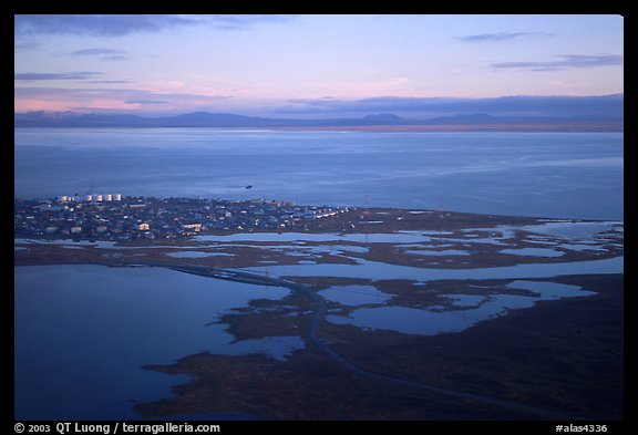 Aerial view of Kotzebue. Kotzebue, North Western Alaska, USA (color)