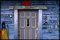 Wooden cabin door. Ninilchik, Alaska, USA (color)