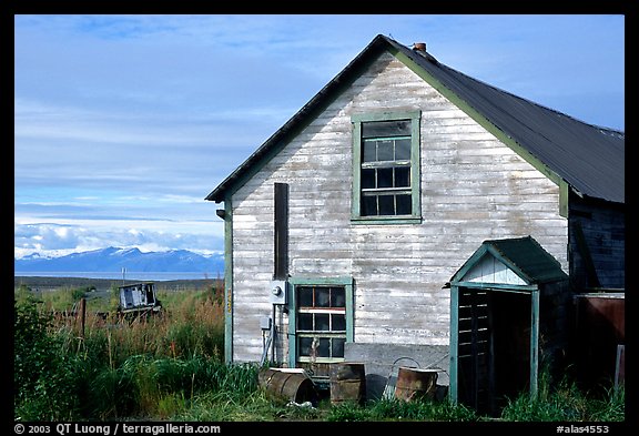 Old wooden house in  village. Ninilchik, Alaska, USA (color)