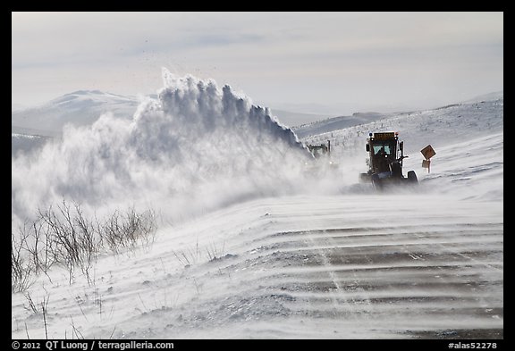 Snowplows and spindrift, Twelve Mile Summmit. Alaska, USA