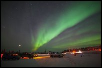 Viewing the Northern Lights at Cleary Summit. Alaska, USA