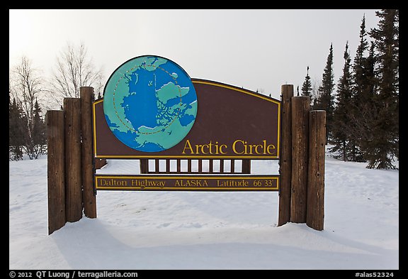 Arctic Circle marker, Dalton Highway. Alaska, USA