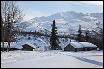 Cabins and winter landscape. Wiseman, Alaska, USA (color)