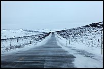 Windblown drifted snow across Dalton Highway. Alaska, USA ( color)