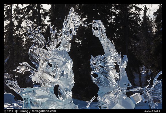 Delicate ice sculptures, World Ice Art Championships. Fairbanks, Alaska, USA