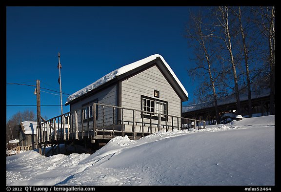 Chatanika mining camp in winter. Alaska, USA (color)