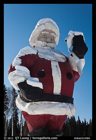 Giant Santa Claus statue. North Pole, Alaska, USA (color)