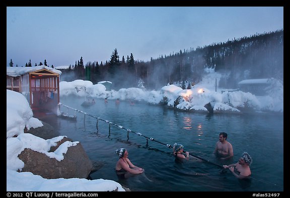 Rock Lake natural pool in winter. Chena Hot Springs, Alaska, USA