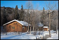 Resort cabins in winter. Chena Hot Springs, Alaska, USA (color)