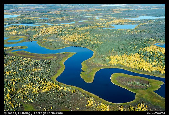Aerial view of Dall River. Alaska, USA (color)