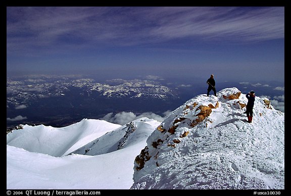 Mountaineers on the summit of Mt Shasta. California, USA