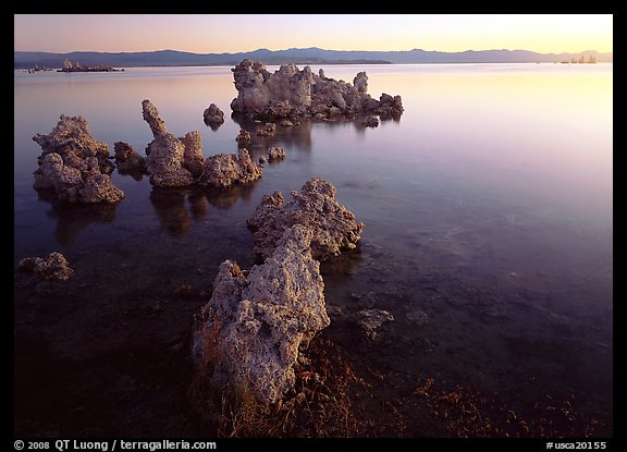 Tufa rock on south shore at sunrise. Mono Lake, California, USA (color)