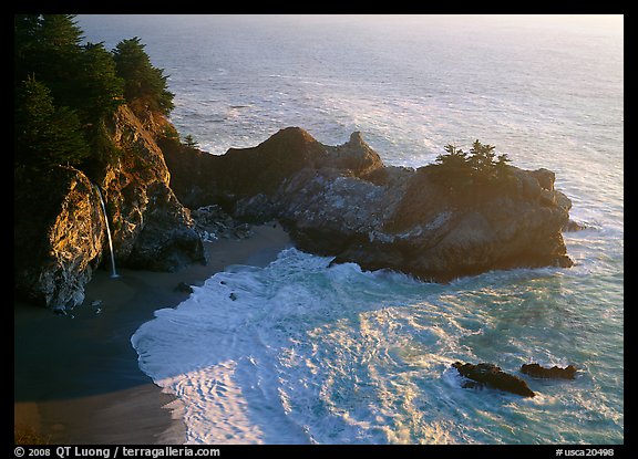 Mc Way Cove and waterfall, late afternoon. Big Sur, California, USA (color)