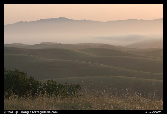 Rolling Hills  seen from Laguna Seca, Fort Ord National Monument. California, USA