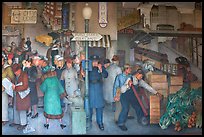 Street scene in depression-area fresco inside Coit Tower. San Francisco, California, USA ( color)