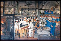 Factory workers depicted in a fresco inside Coit Tower. San Francisco, California, USA ( color)