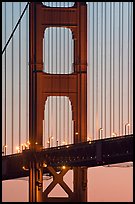 Golden Gate Bridge pillar,  sunset. San Francisco, California, USA (color)