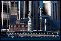 Embarcadero and port of San Francisco building seen from Treasure Island, early morning. San Francisco, California, USA (color)