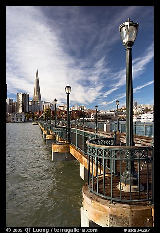 Pier 7 and city skyline. San Francisco, California, USA (color)