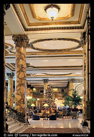 Opulent lobby of the Fairmont Hotel. San Francisco, California, USA (color)