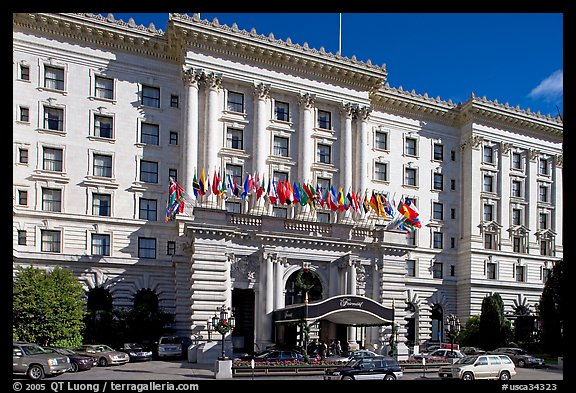 Facade of the Fairmont Hotel, early afternoon. San Francisco, California, USA