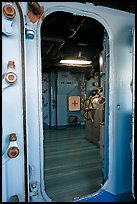 Bridge seen from a door, USS Midway aircraft carrier. San Diego, California, USA (color)