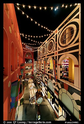 Westfield Shoppingtown Horton Plaza at night. San Diego, California, USA