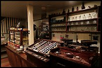 Interior of apothicary store, Old Town. San Diego, California, USA (color)