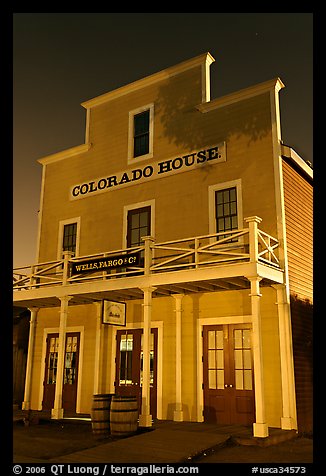 Colorado House at night, Old Town State Historic Park. San Diego, California, USA