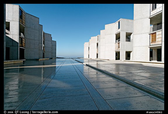 Salk Institude, called architecture of silence and light by architect Louis Kahn. La Jolla, San Diego, California, USA (color)