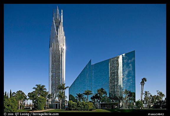 Crystal Cathedral, designed by architect Philip Johnson, afternoon. Garden Grove, Orange County, California, USA