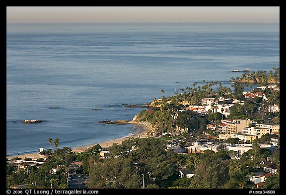 Coast seen from the hills. Laguna Beach, Orange County, California, USA (color)