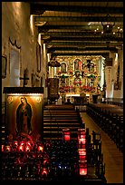 Inside of original mission chapel, constructed in 1782. San Juan Capistrano, Orange County, California, USA (color)