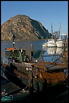Dredge boat and Morro Rock. Morro Bay, USA ( color)