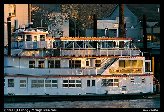 Last light on the Spirit of Sacramento riverboat. Sacramento, California, USA