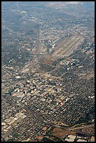 Aerial view of downtown and international airport. San Jose, California, USA (color)