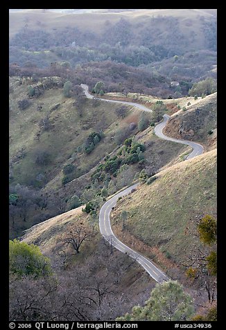 Winding road on the Mount Hamilton Range. San Jose, California, USA