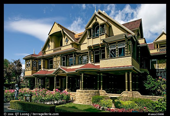 Facade, morning. Winchester Mystery House, San Jose, California, USA (color)