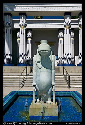 Statue of Taweret, egyptian hippo goddess of fertility, Rosicrucian Museum. San Jose, California, USA (color)