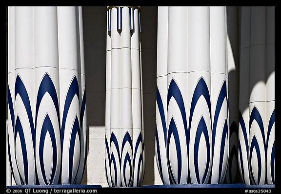 Columns of the Rosicrucian  Egyptian Museum. San Jose, California, USA (color)