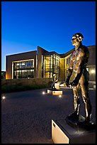 Rodin sculpture and Cantor Museum at night. Stanford University, California, USA ( color)
