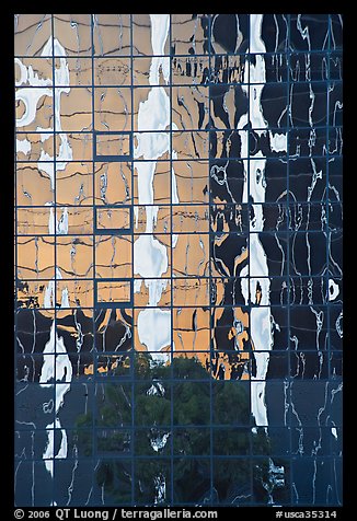 Reflections in a high-rise glass building. Los Angeles, California, USA (color)